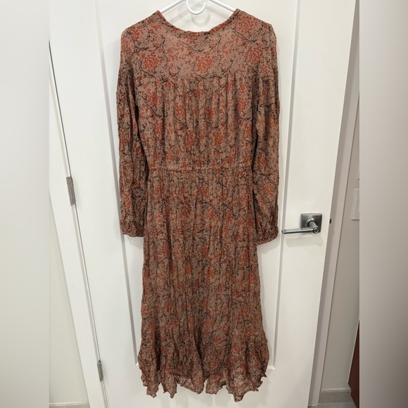 Cleobella Ophelia Floral Long Sleeve Crinkle Chiffon Midi Dress Size Medium - Picture 16 of 16